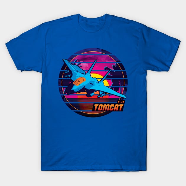 Neon Retro F-14 Tomcat T-Shirt by patrickkingart